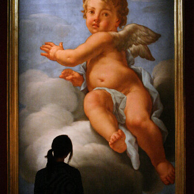 A visitor examines a portrait of an angel by artist Giacomo Zoboli during a special media preview of Vatican Splendors: A Journey through Faith and Art Thursday Jan 27, 2011 at the Museum of Art/Fort Lauderdale in Fort Lauderdale.  Museum of Art | Fort Lauderdale will host Vatican Splendors: A Journey through Faith and Art beginning January 29. ÊThe exhibition features nearly 200 rare works of art and historically significant objects, many of which have never left the Vatican.   Fort Lauderdale is one of only three U.S. cities to host Vatican Splendors.  (Museum of Art/Fort Lauderdale, David Adame)